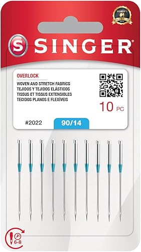 SINGER Paquete de 10 agujas Serger Overlock para tejidos y elásticos, tamaño 90/14