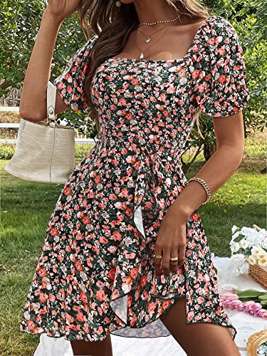 Zaberry Short Summer Dress For Women A Line Dresses Floral Sundresses For Women 2023 Casual X-Large Black Pink Floral #TOP1