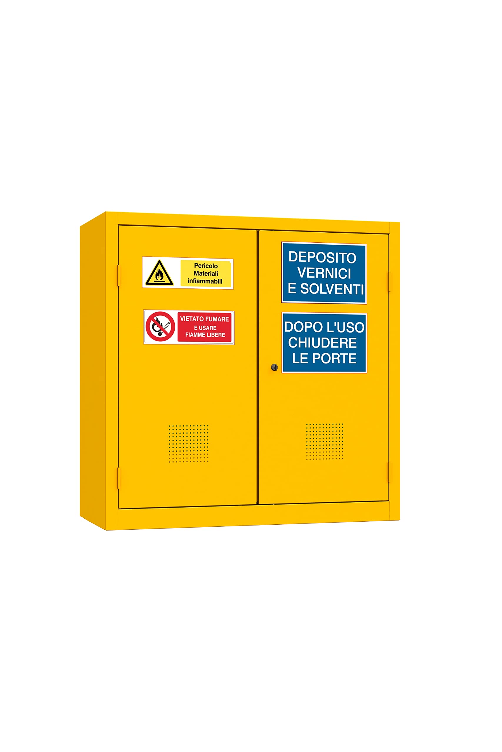 XLOCKERS Armadio Deposito Liquidi Infiammabili in Metallo per Stoccaggio e Protezione di Sostanze Pericolose, 3 Ripiani, Giallo RAL 1003, 100x45x100 cm, Made in Italy