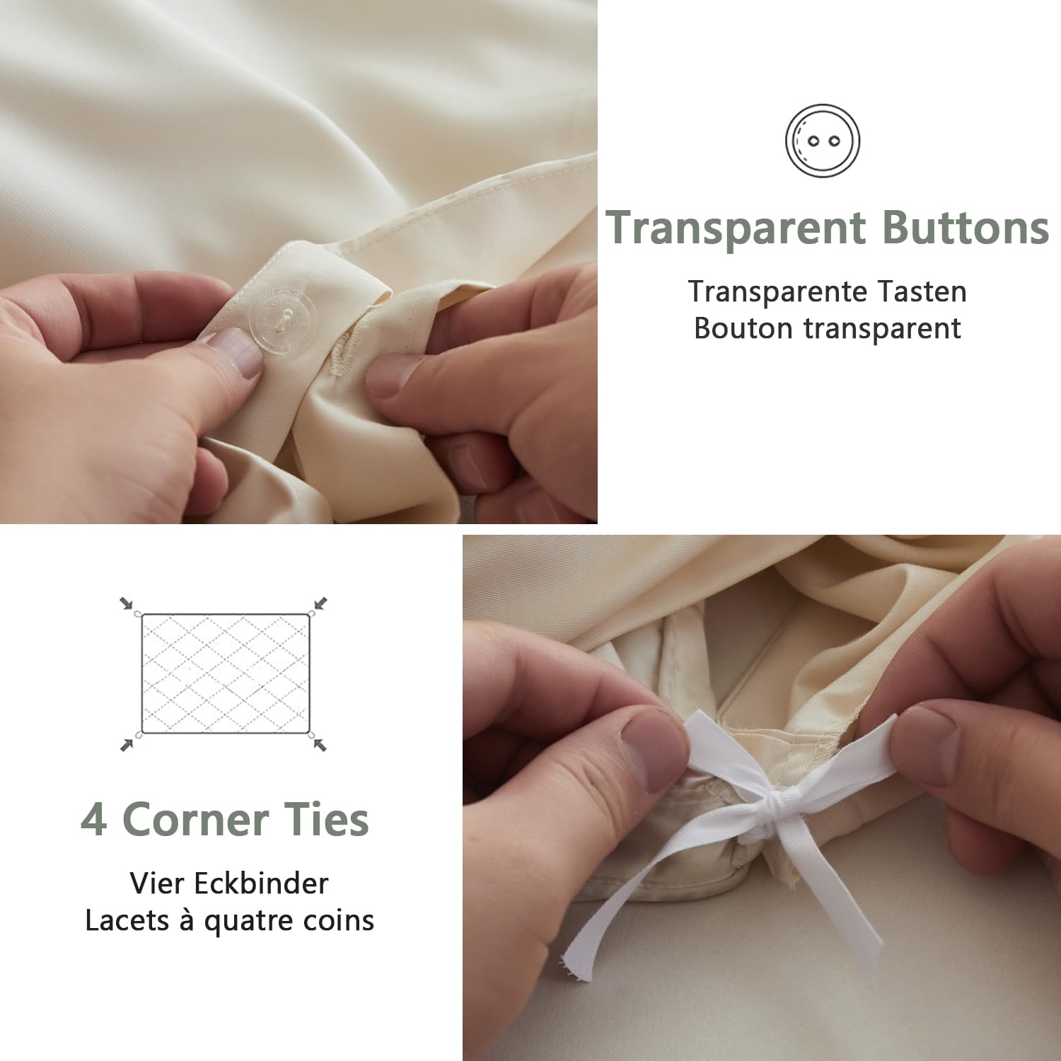Simple&Opulence Funda nórdica de Fibra de bambú, Funda nórdica Suave como la Seda, Juego de Cama Fresco para el Verano, cómodo para la Piel y el Pelo, 230×220cm, Beige