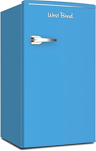 West Bend WB0310RCRXRB Mini refrigerador retro para oficina en casa o dormitorio, descongelación manual y temperatura ajustable, 3.1 pies cúbicos,