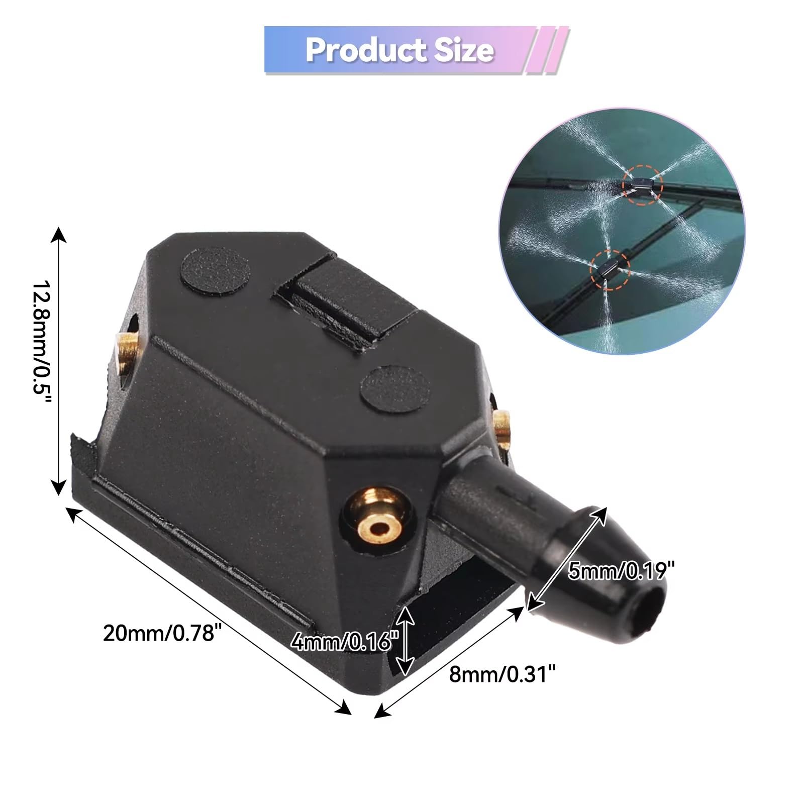 Montiert Auf 8 Mm 9 Mm Arm Angepasst 4 Wege 2 Stück Universal Paar Auto Scheibenwaschanlage Wischer Wassersprühdüsen