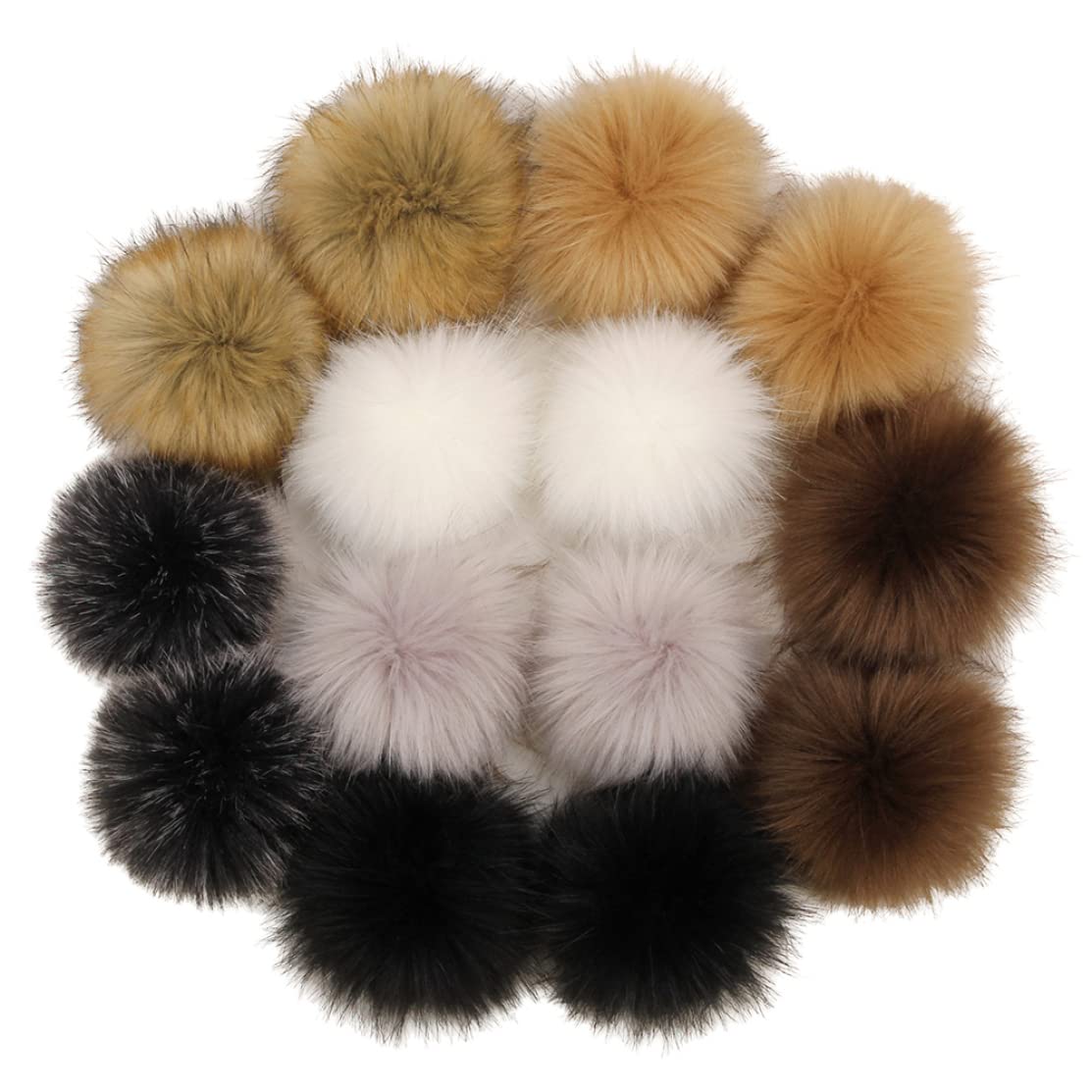 Wedhapy Snap Button 4.7'' Faux Fur Pom Poms For Hats 14Pcs Soft Fluffy Pom Pom Balls, 4.7'' Snap On Pom Poms, Diy Pom Poms With Press Button For Knitting Hat Shoes Scarves Bag Beanie Pom Pom