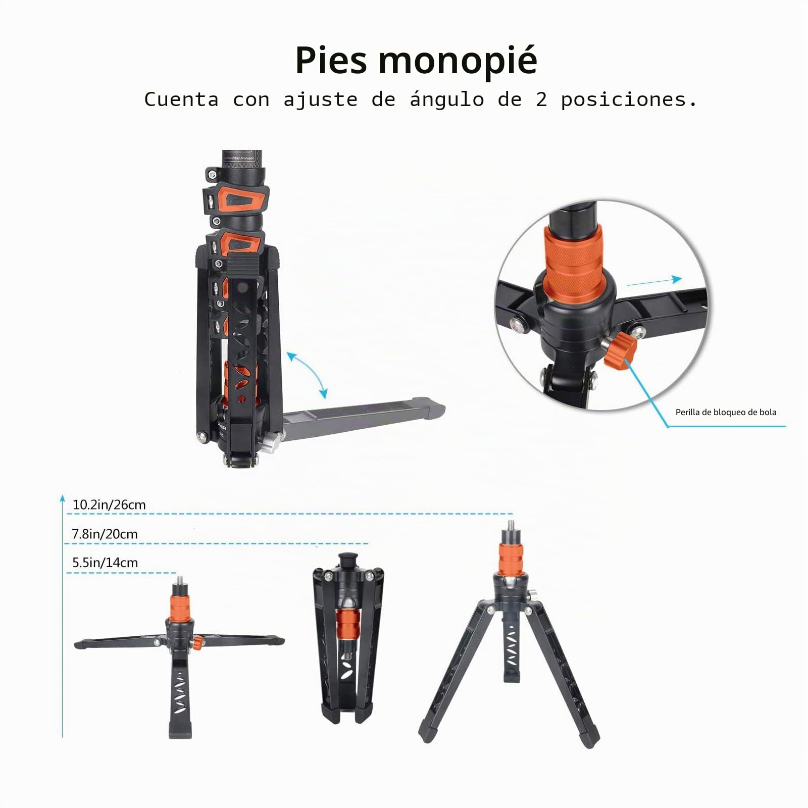 Monopié para cámara, Refoni A304P Monopié Compacto de Aluminio de 183 cm con Cabeza de Bola y Base de 3 Patas, para DSLR, una cámara sin Espejo, un telescopio y un Smartphone hasta 15 kg