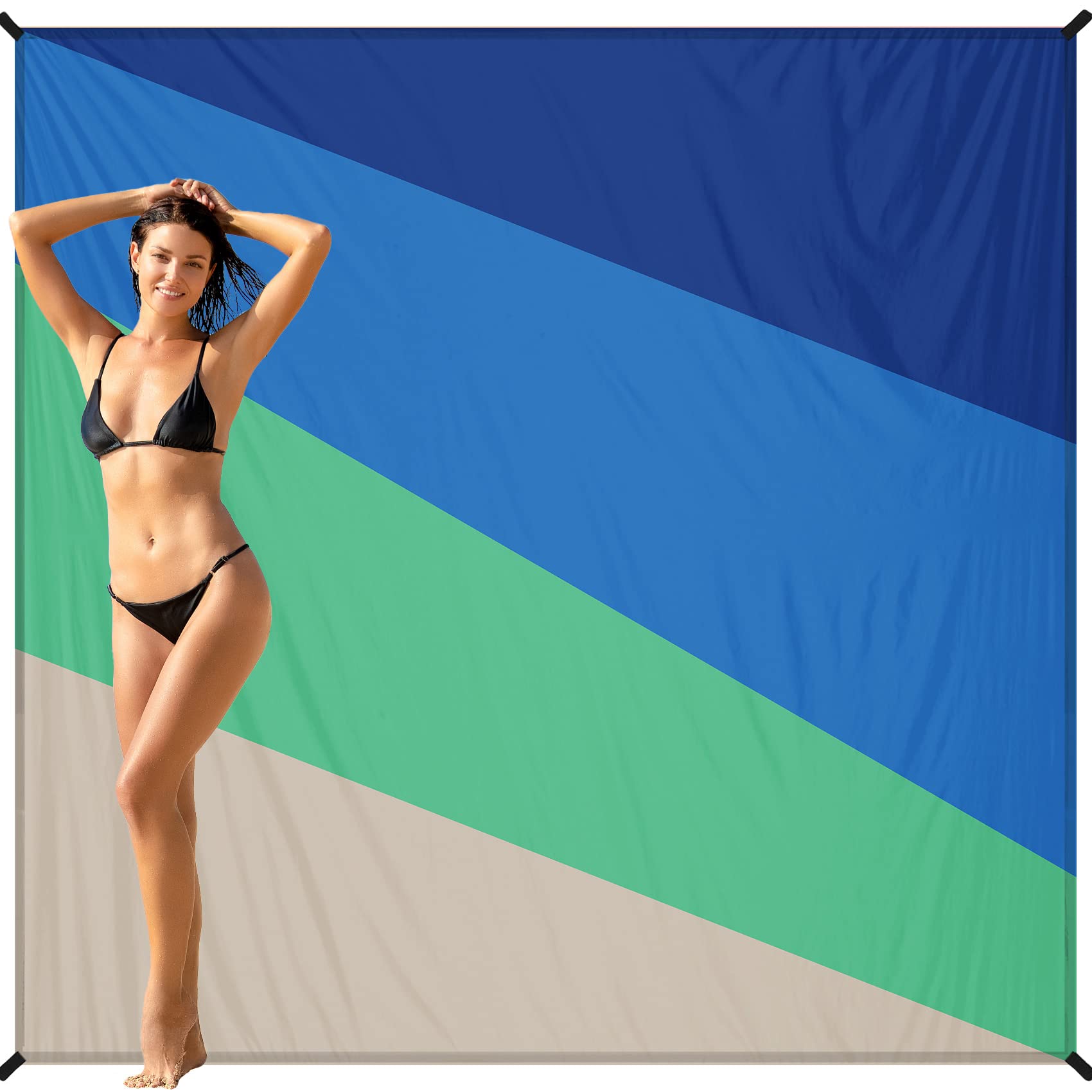 BYDOLL Beach Blanket 78''X81'' Waterproof Sandproof Suits1-4 Adults Oversized Lightweight Large Blanket Picnic Mat for Beach Sand Free Travel Camping