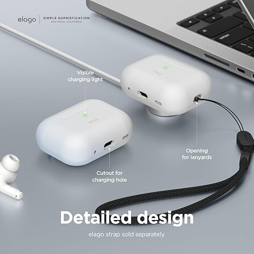 Miniatura 5 de elago Funda compatible con AirPods Pro de 2 generación (2022), funda protectora de silicona compatible con Apple AirPods Pro 2, LED frontal visible,
