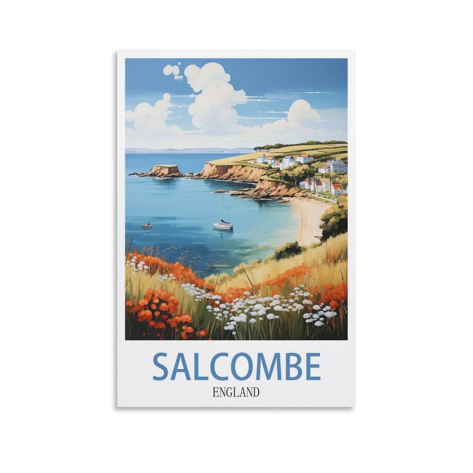 EZMLFA 5D Diamond Painting Kits for Adults,Salcombe England,Diamond Painting,Landscape Gem Art Kits Adult and Crafts Home Decor 40x40cm