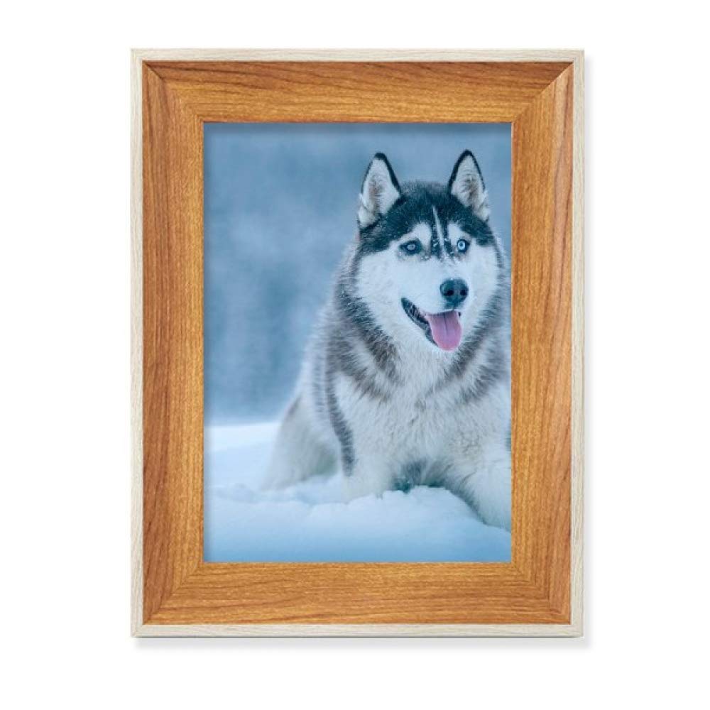 Cadre photo en bois chien Husky de Sibérie pour décoration de table