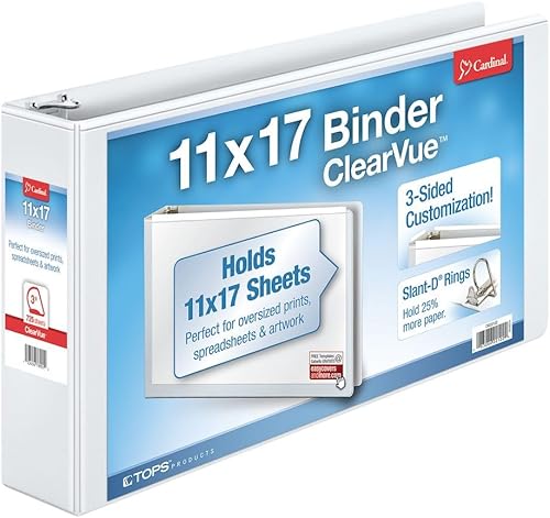 TOPS Cardinal - Separador de páginas transparente 11 x 17 pulgadas capacidad 1 pulgada Color blanca Blanco TOPS Cardinal - Separador de páginas transparente 11 x 17 pulgadas capacidad 1 pulgada Color blanca Blanco