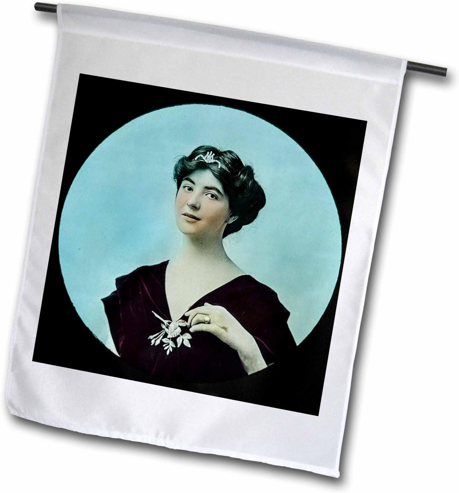 18 x 27 inch Garden Flag - Magic Lantern Slide Young Pretty Lady Vintage Sing Along Magic Lantern Slides