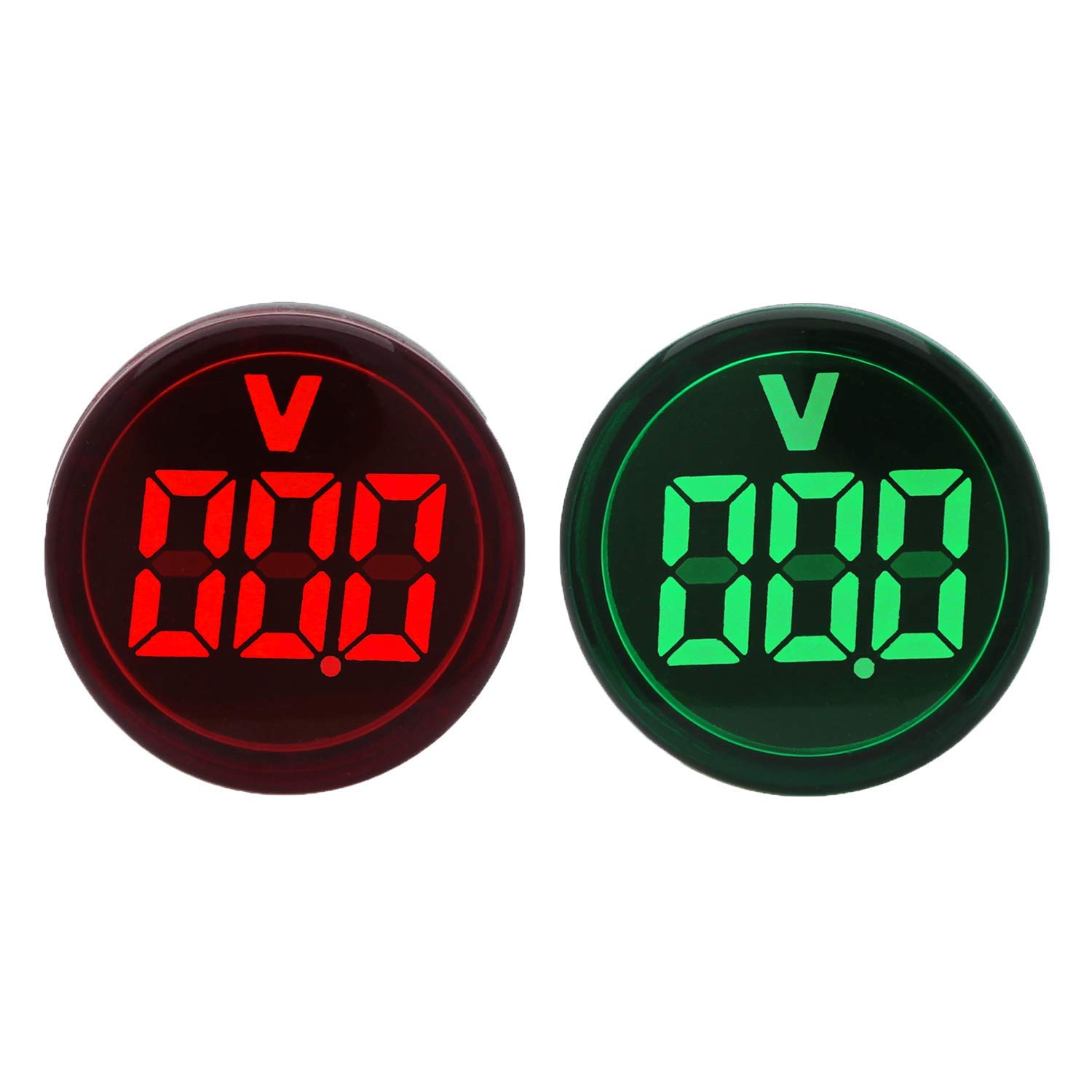 Led Voltage Indicator 22 mm – Digital Voltmeter AC20-500V with led Voltage Display for Control Panels, Machines and Distribution Boxes (3 Red and 3 Green)