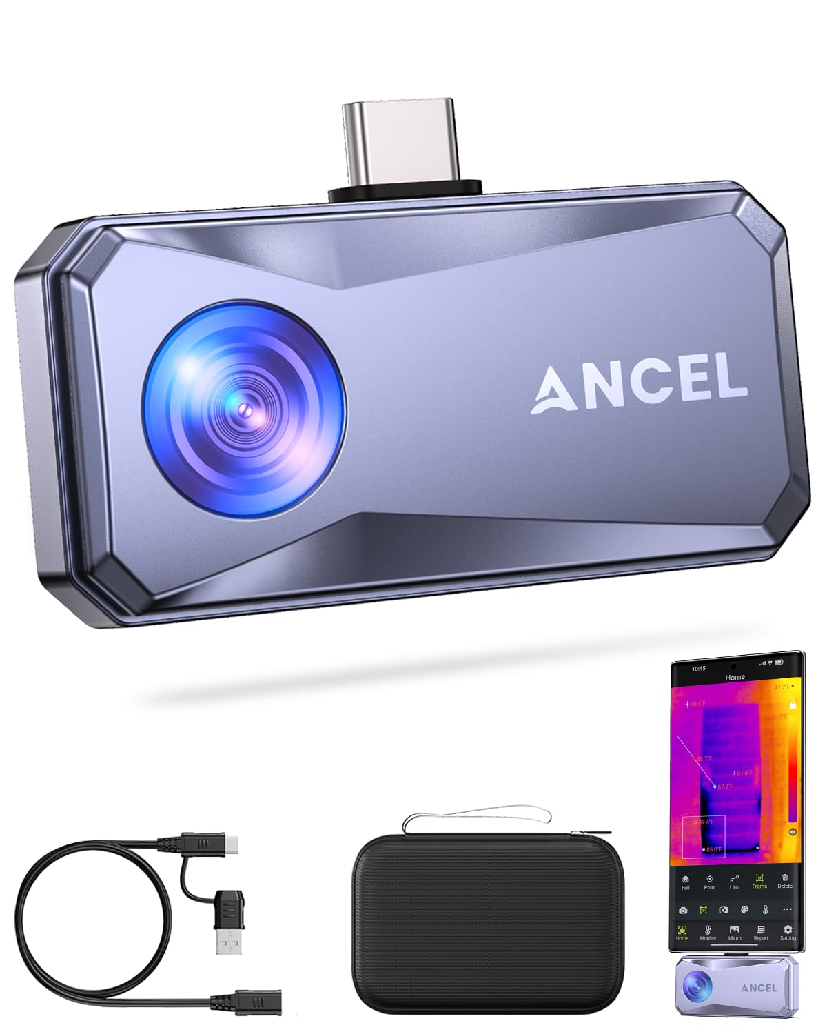 ANCEL IR101 Thermal Camera, 512x384 IR Resolution Thermal Imaging Camera for Android (USB-C), 25Hz Real-Time Diagnostic Infrared Camera, 0.24W Thermal