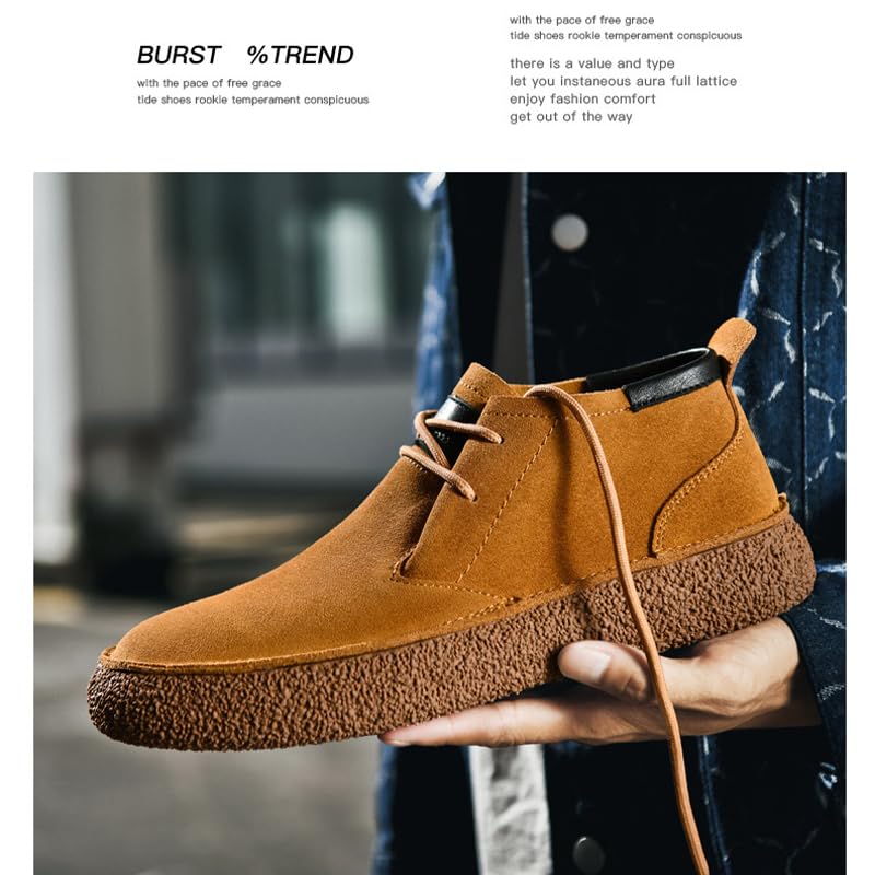 Men's Frosted Leather Suede Suede Mid Top Board Shoes Retro Casual Fashion Design Walking Ankle Boots Classic Lace-Up Comfort Non-Slip Sneakers4
