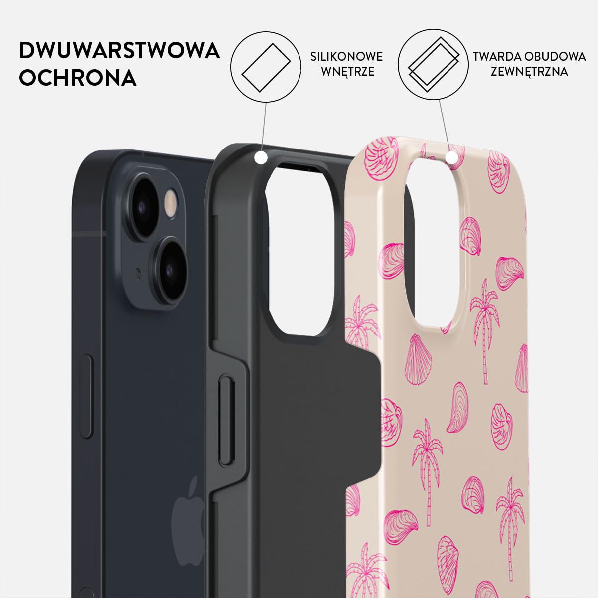 BURGA Etui na iPhone 15 – Dwuwarstwowa Hybrydowa Obudowa z Amortyzującym TPU, Odporna na Zarysowania, Podniesiona Ramka dla Ochrony Ekranu, Kompatybilne z MagSafe do Codziennego Użytku
