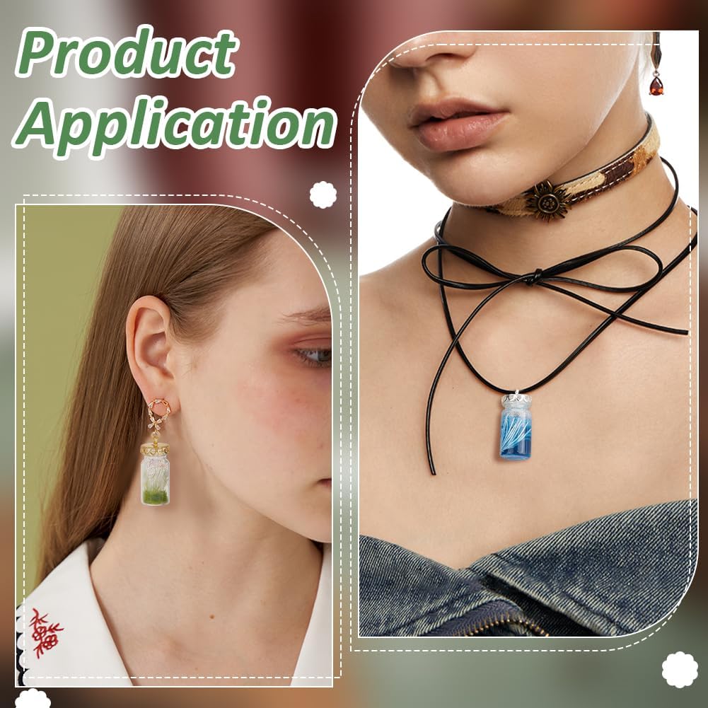 BENECREAT 12Pcs Clear Tube Glass Pendant with Finding, 1x0.43 Inch Hollow Glass Dome Vial Pendant with 3 Colors Metal Base Charms for Necklaces DIY Jewelry Making - Image 5