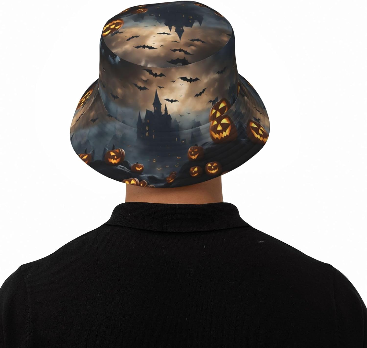 Halloween Flying Bats 3 Print Winter Bucket Hat Packable Unisex Sun Hat Summer Travel Beach Fishing Cap for Men Women Black