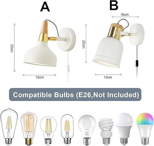 Miniatura 7 de Vintage Industrial Wall Sconce Plug in Adjustable Swing Arm Wall Light for Living Room Bedroom Hallway E26E27 Base Lighting(Green,13cm)