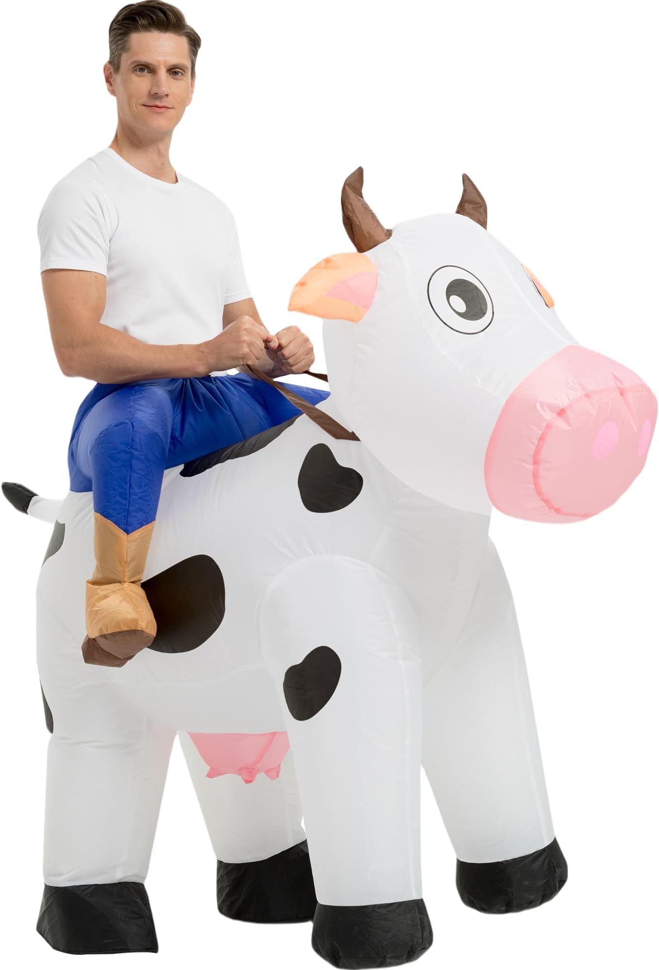 tasanor Cow Rider Costumes for Adults,Inflatable Costume Adult,Inflatable Cow Costume,Halloween Costumes for Men/Women,Blow Up Costume