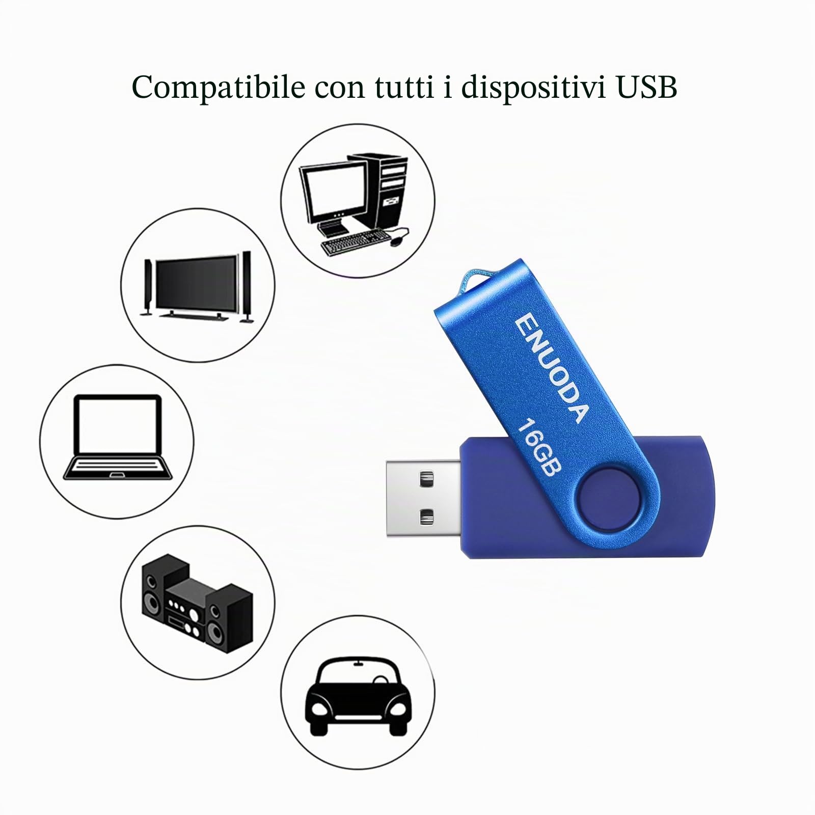 ENUODA 2 Pezzi Chiavetta USB 16GB Pennetta USB USB 2.0 Unità Girevole Memoria Flash per Archiviazione Dati con Luce LED (Viola Blu)