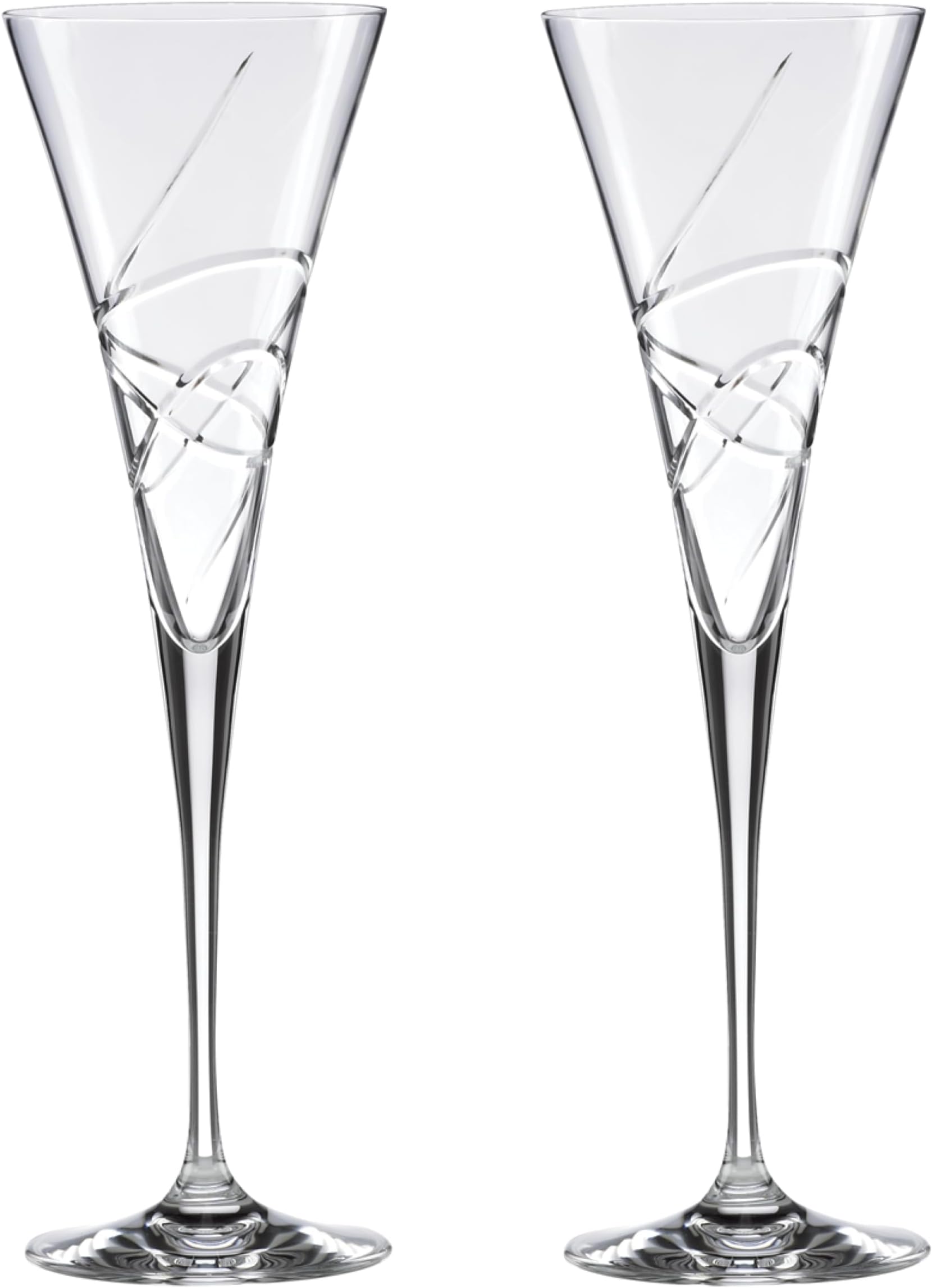 Champagne Flutes, Adorn Crystal 2-Piece Toasting Flute Set, Set Of 2, Heavy 3 x 10.5-inch, 7-Fl Oz Clear Crystal Glass, Stemware, Hand Wash Only, Wedding Decor, New Years Flute Glasses (2-Piece)