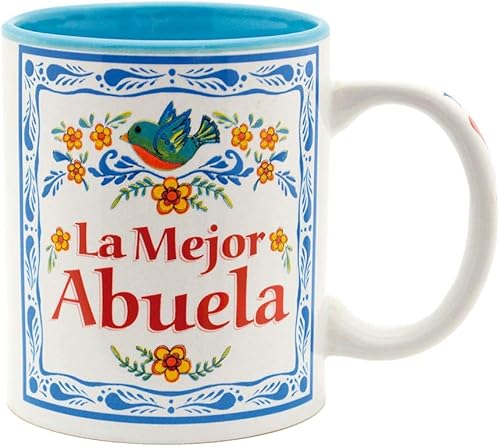 E.H.G  "La Mejor Abuela" Taza de Cafe Birds Design Taza de café Regalos para Mi Abuela Hispanic Best Grandma Gift In Spanish Abuela Regalos de