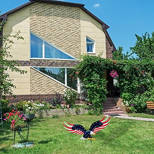 Shuanghua America Flying Eagle Garden Decoration, American Flag Eagle Metal Wall Art Yard Patriotic Lawn Decoration, Hanging Metal Decor For Indoor, Outdoor, Yard, Garden, Lawn Decor #TOP2