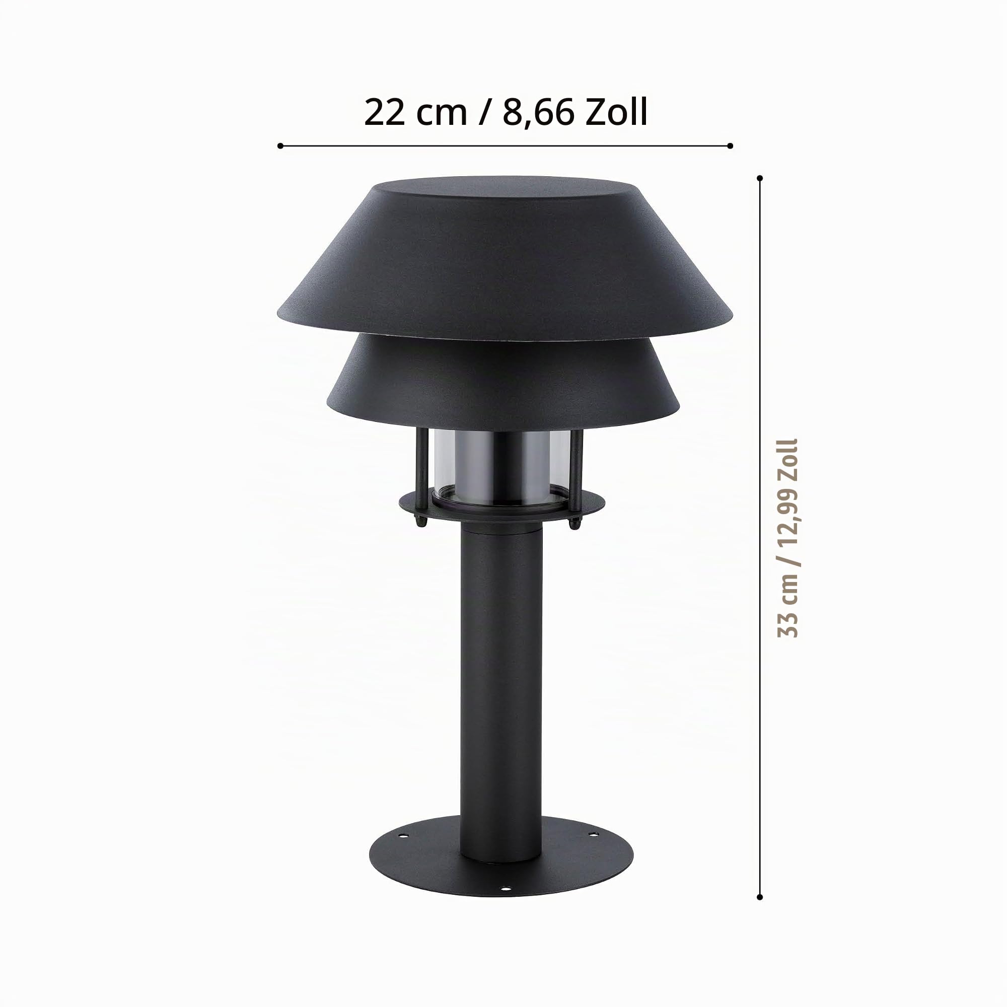 EGLO Outdoor Sockelleuchte Chiappera, Außenlampe für Garten | Außenleuchte stehend, Pollerleuchte aus Metall in Schwarz und Glas in Transparent, Lampe außen mit E27 Fassung, IP65