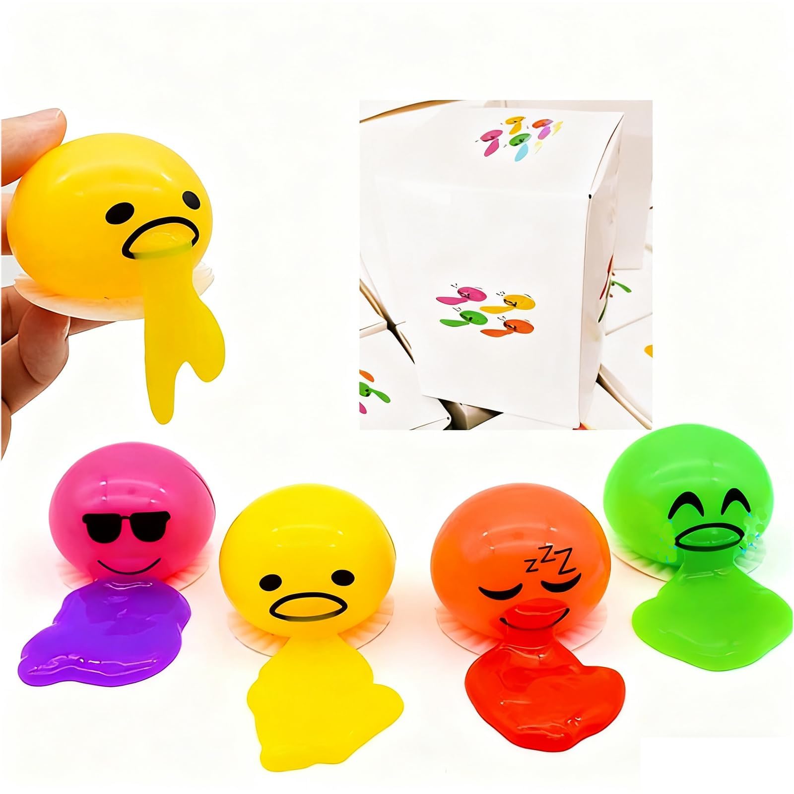 Vomiting Egg Slime Toy - Funny Prank Squeeze Stress Ball Puking Yolk, Novelty Fidget Relief Toy Gag Gift for Kids Adults, Christmas Stocking Stuffers & Birthday Parties