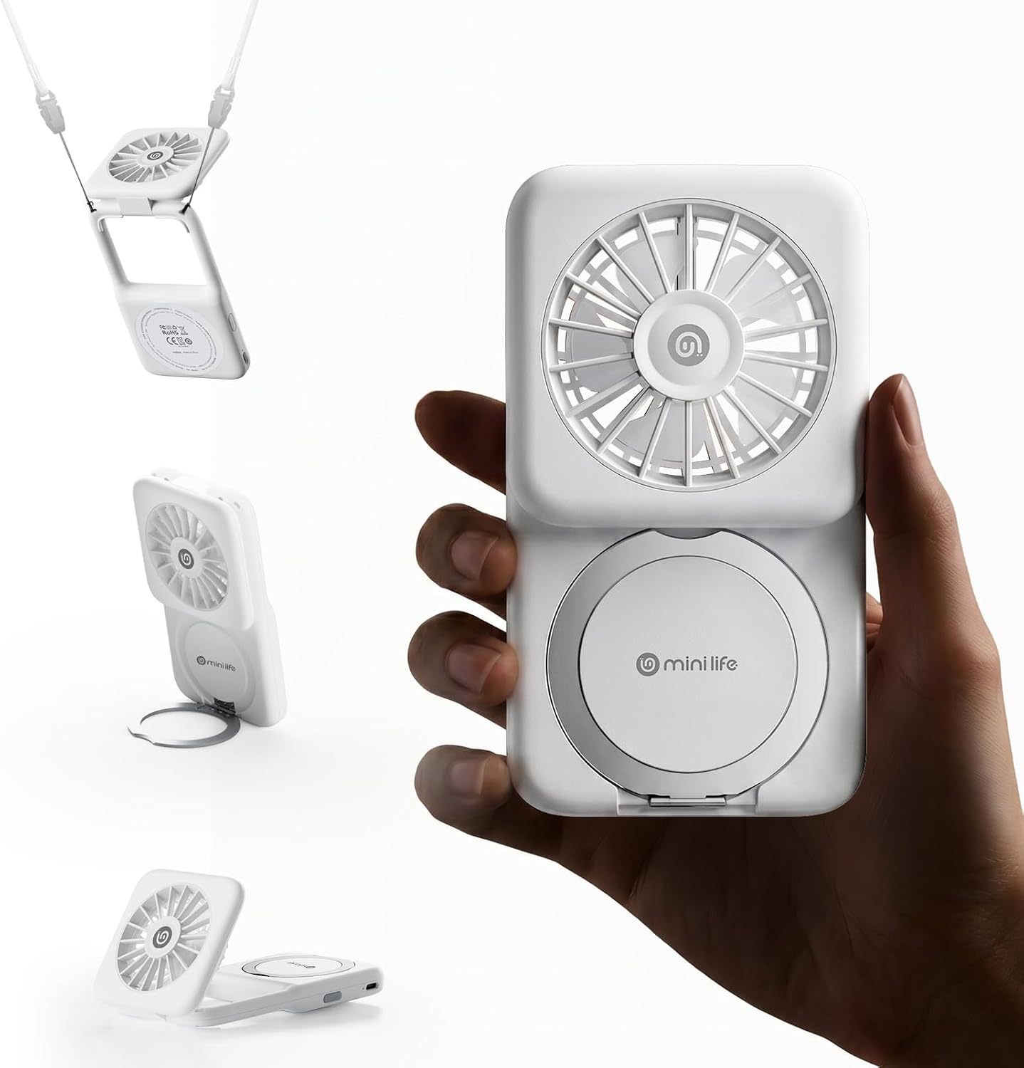 MINI LIFE Mini Multi-Functional Portable Handheld Neck Fan Magnetic Stand