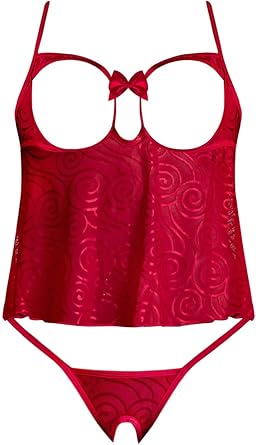 L497 Cupless & Crotchless Baby Doll & G-String w/ 2pc. Bondage Set main image 1