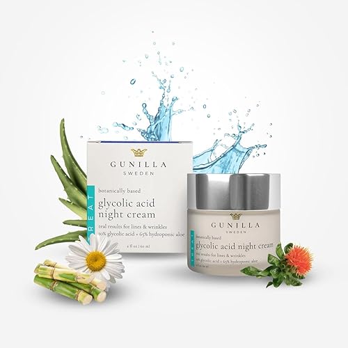 Miniatura 6 de GUNILLA Crema de noche con ácido glicólico – Refina, rejuvenece y reduce las líneas finas, arrugas, manchas oscuras, poros congestionados mientras
