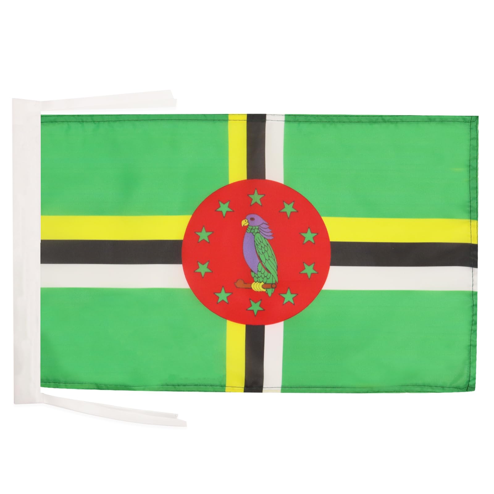 AZ FLAG - Dominica Flag - 18'' x 12'' - 100% Polyester Dominican Small Banner with Two Cords - Fade Resistant - Vivid Colors - 18x12 in - 45x30 Cm