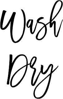 Wash Dry Stickers for Washer and Dryer, Wash and Dry Vinyl Decal for Front Loading Washing Machine and Dryer, Laundry Room Decor, Several Sizes & Over 30 Colors
