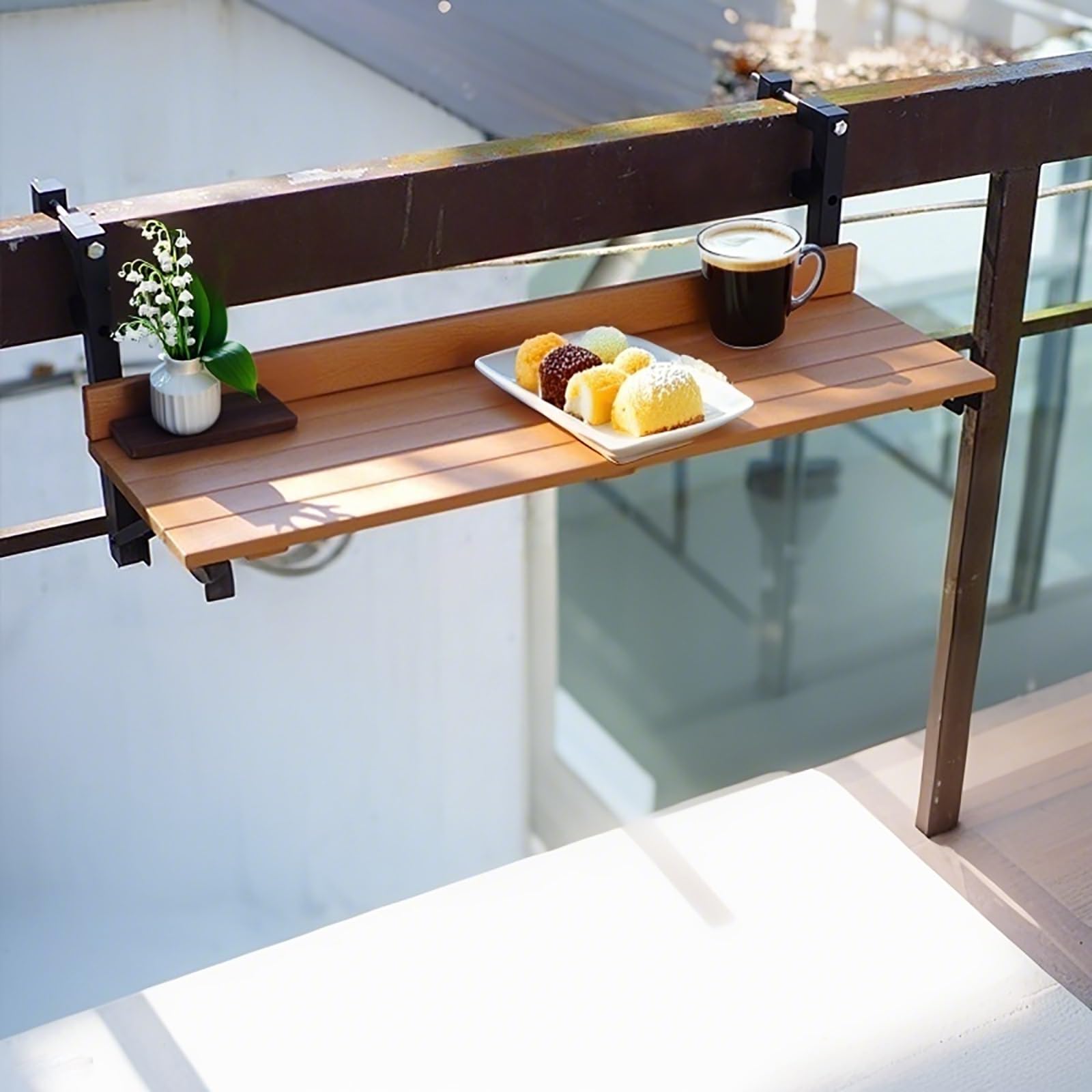 Mesa de balcón plegable para montar en la pared, mesa flotante ajustable, moderna mesa plegable que ahorra espacio, para bebidas y estudio, mesa auxiliar compacta multifuncional