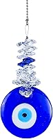 Vista 8 de Adorno colgante de mano de Fátima con ojo turco azul, protección contra el mal con bolas de cristal de energía de chakra