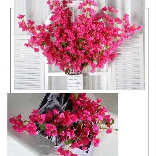 Miniatura 3 de Flores de rosas artificiales, 47.2 pulgadas, flores artificiales de seda de buganvilla, ramas de árbol, guirnaldas de flores de seda de buganvilla