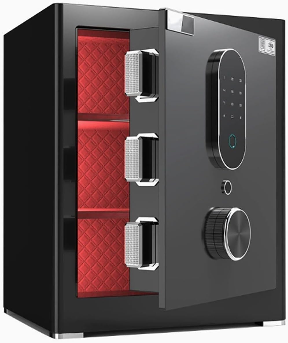 Fire-resistant Digital Security Safes With Electronic Keypads For Home And Hotel Use，Safes For Storing Cash And Keys， Organizing Important Documents (Black -45cm)