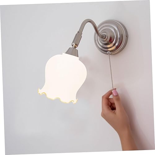 Miniatura 7 de ABOOFAN Pantalla de cristal de encaje decoración LED luces colgantes al aire libre lámpara de escritorio blanca lámpara de vidrio campana lámpara de