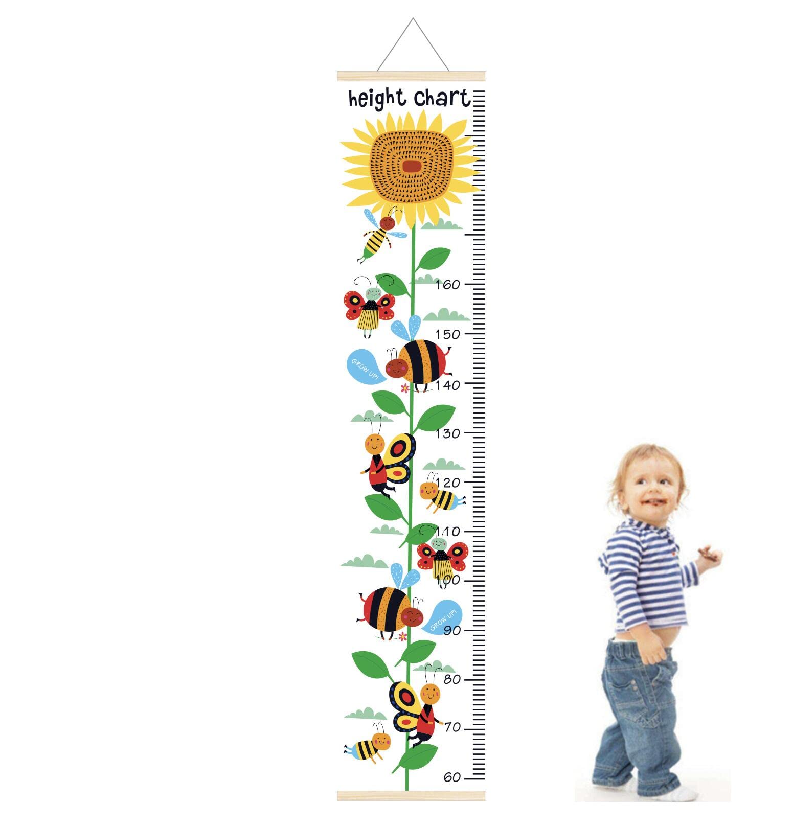 Height Ruler for Kids, Children Height Growth Measurement Chart for Wall Decor for Kindergarten and Bedroom (Sunflower)