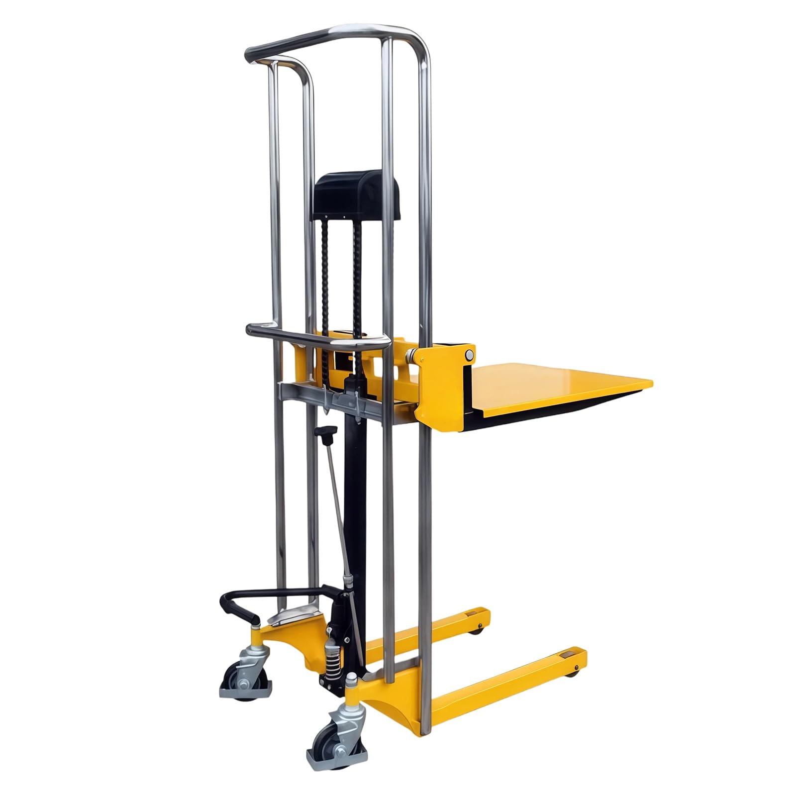 Xumh2024-3 Adjustable Fork Pallet Truck Universal Wheel Hydraulic Stacker with Cover Plate for Warehouse Stacking Operations
