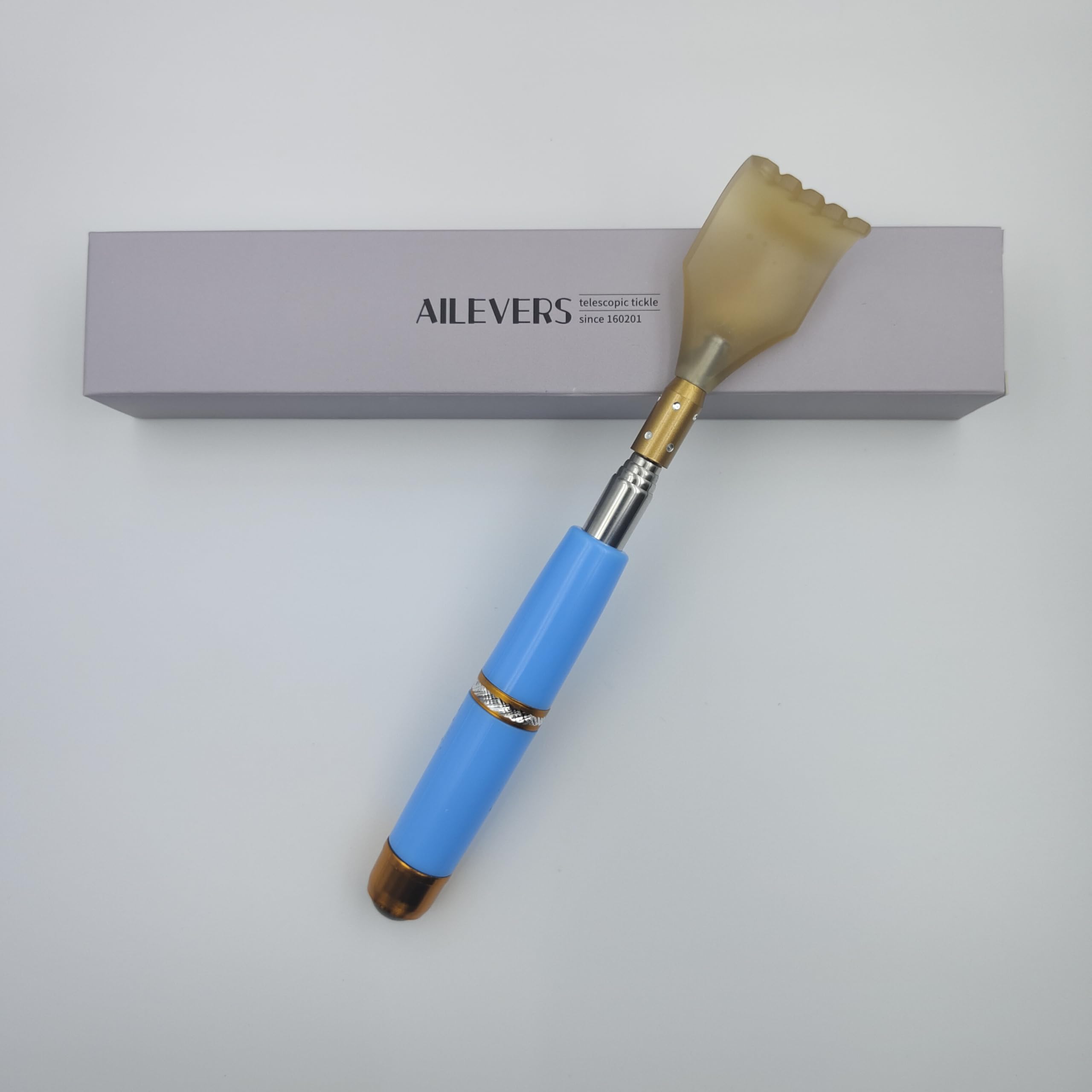 AILEVERS Expandable Back Scratching Massager, Tools to Relieve itching, Acupoint Massager .Portable Extendable Back Scratcher, Stainless Steel Telescoping Back Scratcher. (Blue)