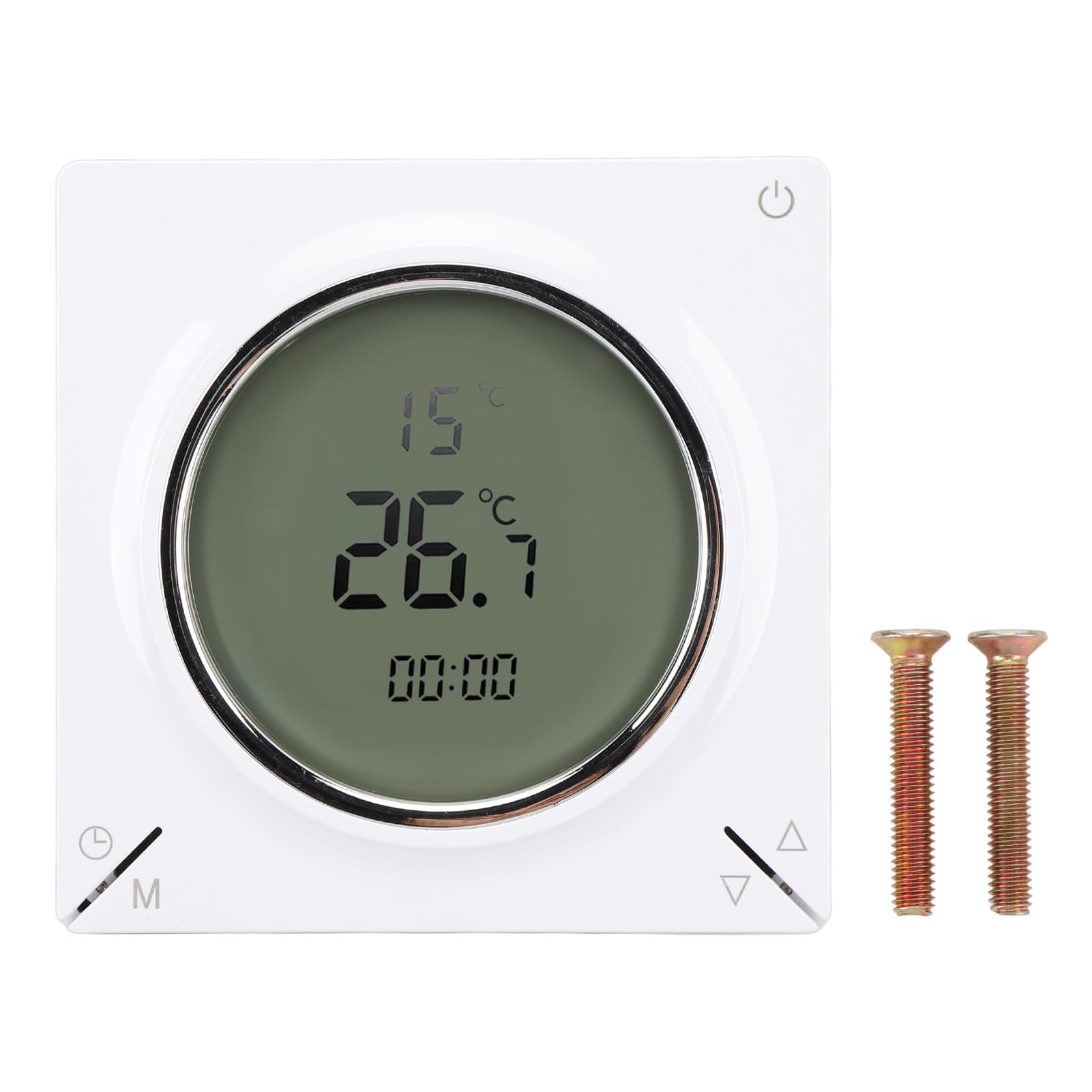 Termostato Digitale 16A per Riscaldamento Elettrico a Pavimento, Regolatore di Temperatura con Schermo LCD con Funzione di Memoria, Regolatore di Riscaldamento Ambientale Abilitato, 5-45°C,
