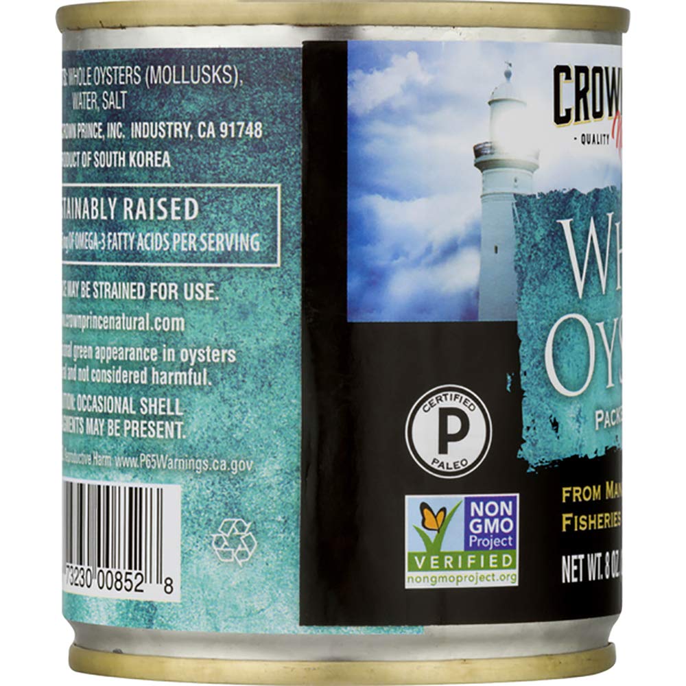 Crown Prince Natural Whole Oysters in Water 8-Oz Cans 12 Pack product thumbnail 7
