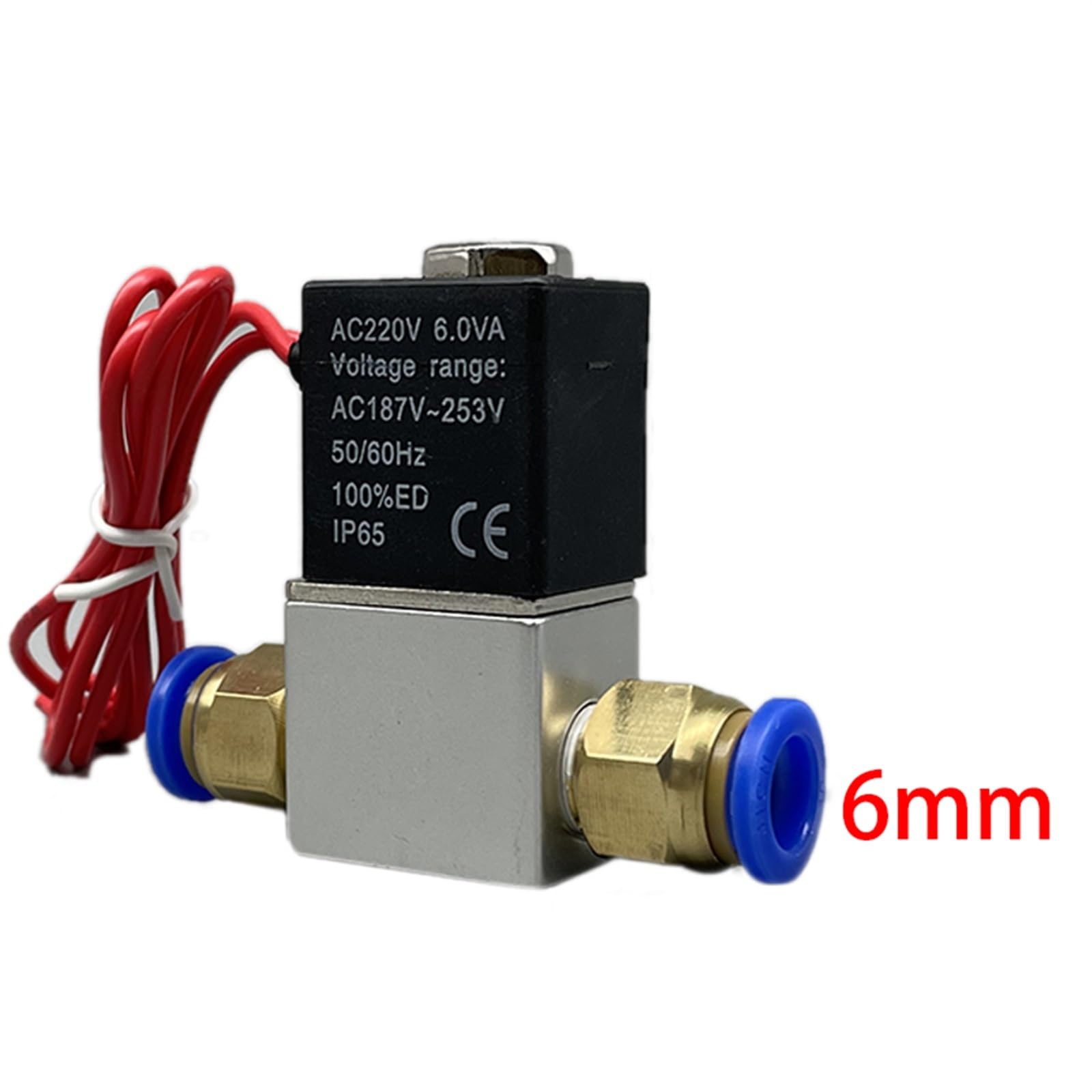 Válvula solenoide eléctrica neumática de 12 V, 24 V, 220 V, 2 posiciones, 2 conexiones, electroválvula de aire normalmente cerrada, conector de manguera de 6 mm, 8 mm (accesorios de 12 mm, 12 V