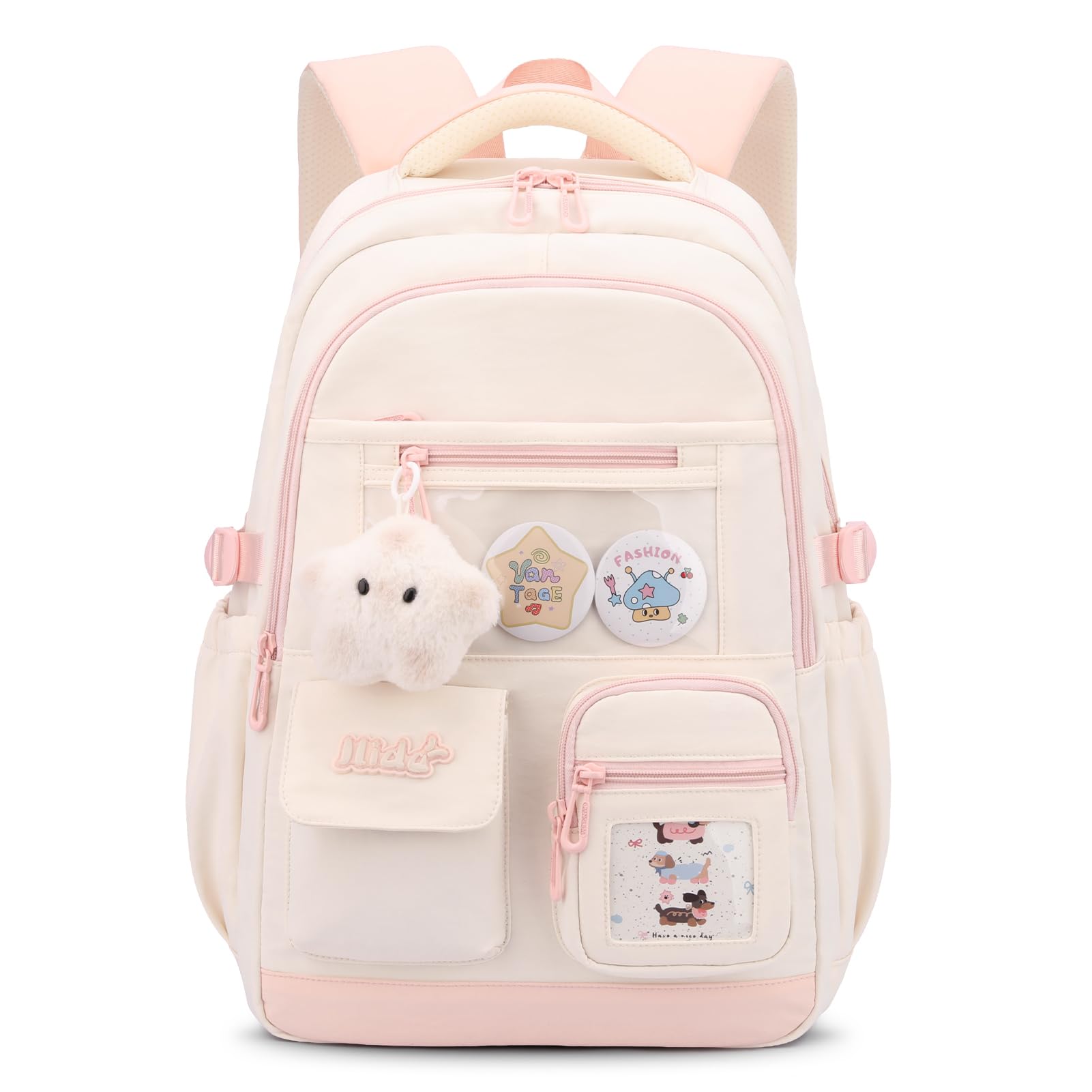 Tanou Mochila Escolar para Niñas, Mochilas Adolescentes Chica de Gran Capacidad en Poliéster, Bolsa Casual Moderna para Colegio y Instituto Niña con Colgante Estrella