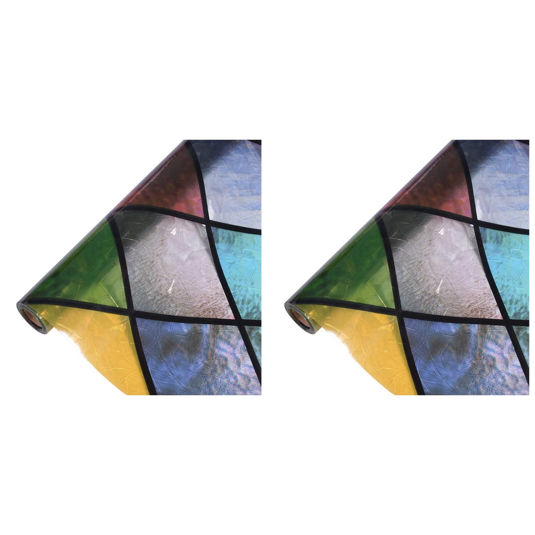 Vjsujehgy 2X Privacy Window Film, Stained Glass Rainbow Window Tint, Glue Free 3D Decorative Window Stickers for Home, 60cm