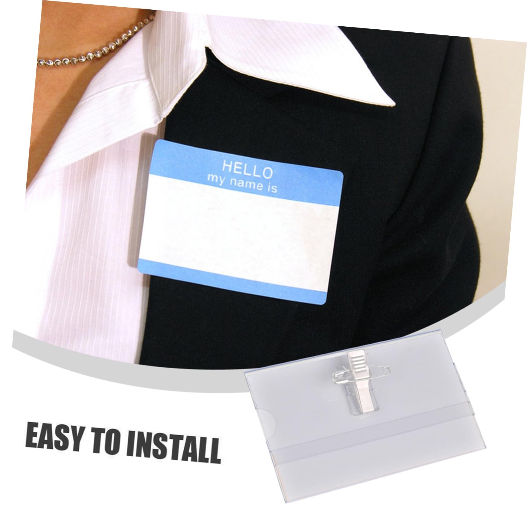 Porta Badge Trasparente Pvc Doppia Faccia con Clip 100 Pezzi