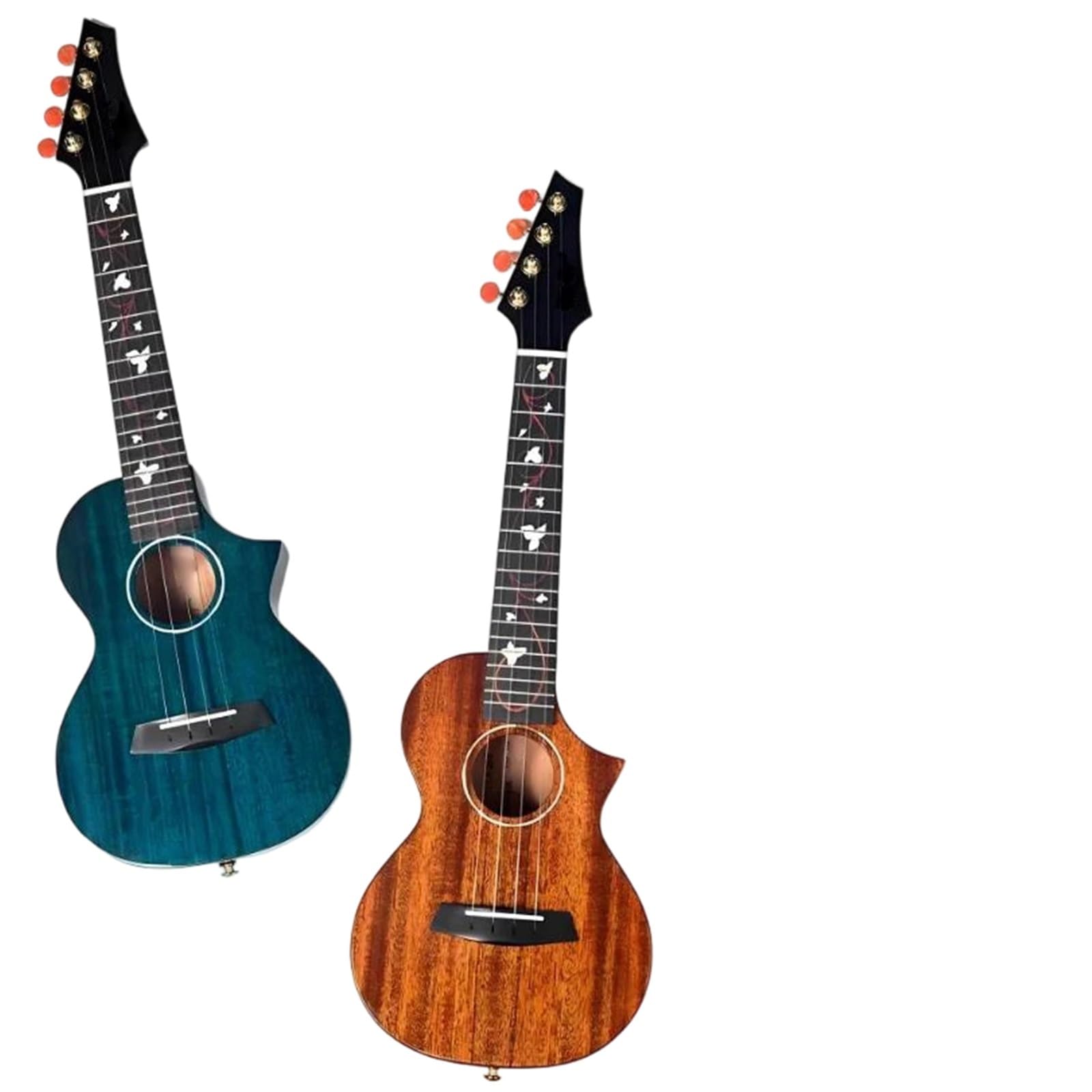 Profesjonalna Ukulele 23/26 Calowe Błyszczące Wycięcie W Całości Z Litego Mahoniu Palisandru Świerku Sopranowe Ukulele Dla Początkujących I Zaawansowanych(23 Blue)