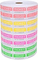 Vista 1 de L LIKED 8000 boletos para rifa en rollos, 5 colores, boletos para rifa 50/50 con números consecutivos para eventos, fiestas, premios de clase