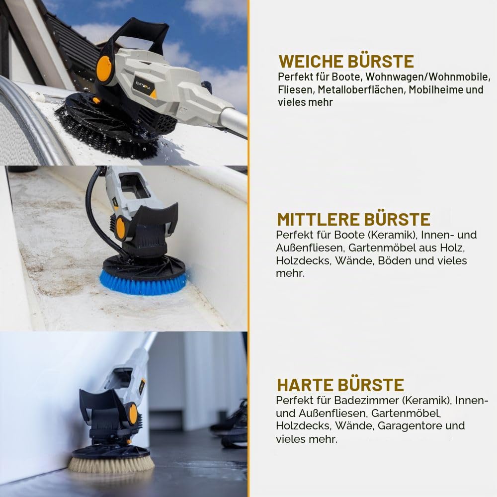 18V Twin Brush - Brushless Akku-Reinigungsbürste - Inkl. 4,0-Ah-Akku und Schnellladegerät + 3 Bürsten und Verlängerungsgriff